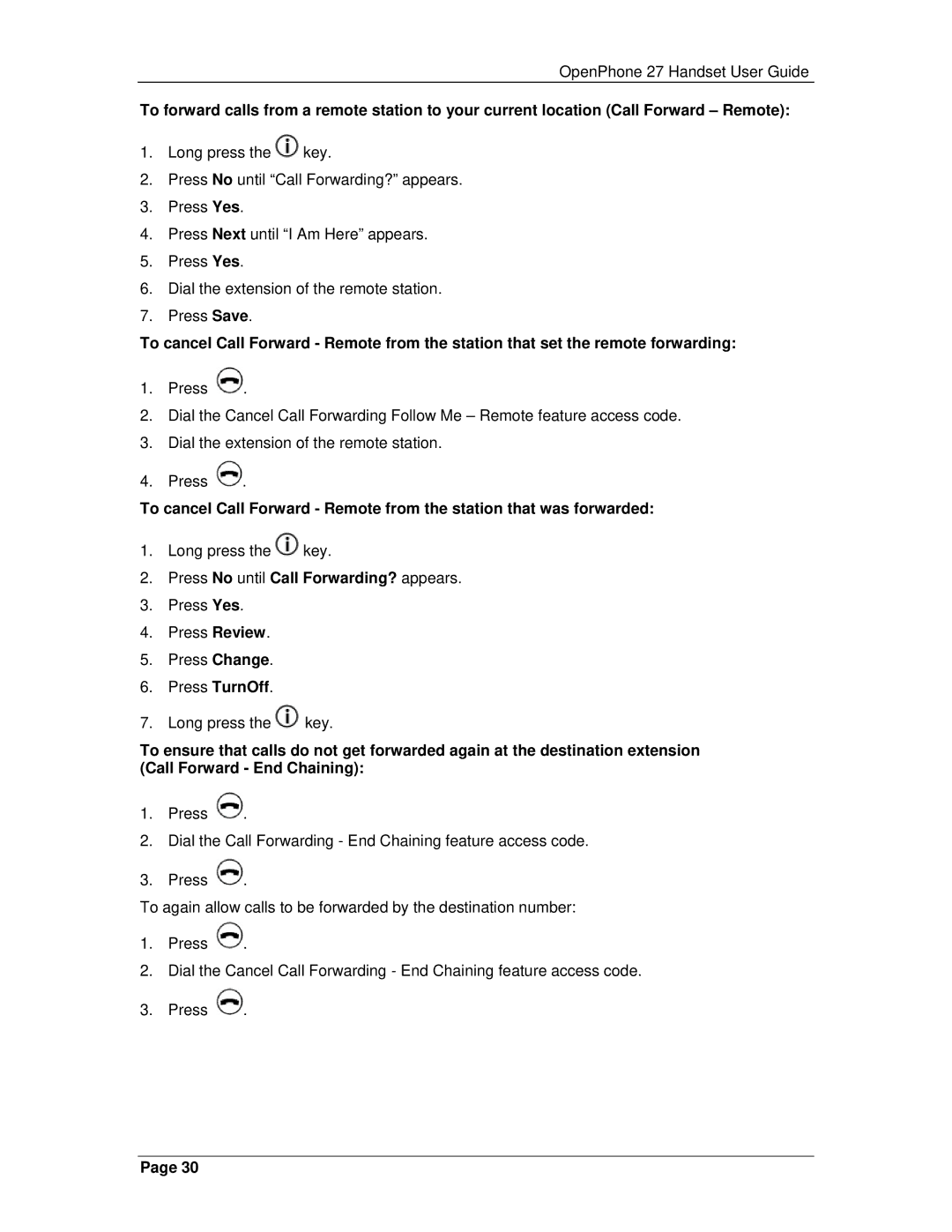 Mitel 3300 manual OpenPhone 27 Handset User Guide 