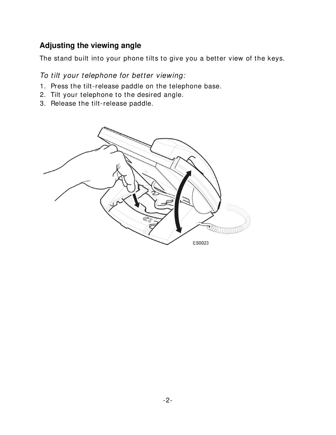 Mitel 4001 manual Adjusting the viewing angle, To tilt your telephone for better viewing 