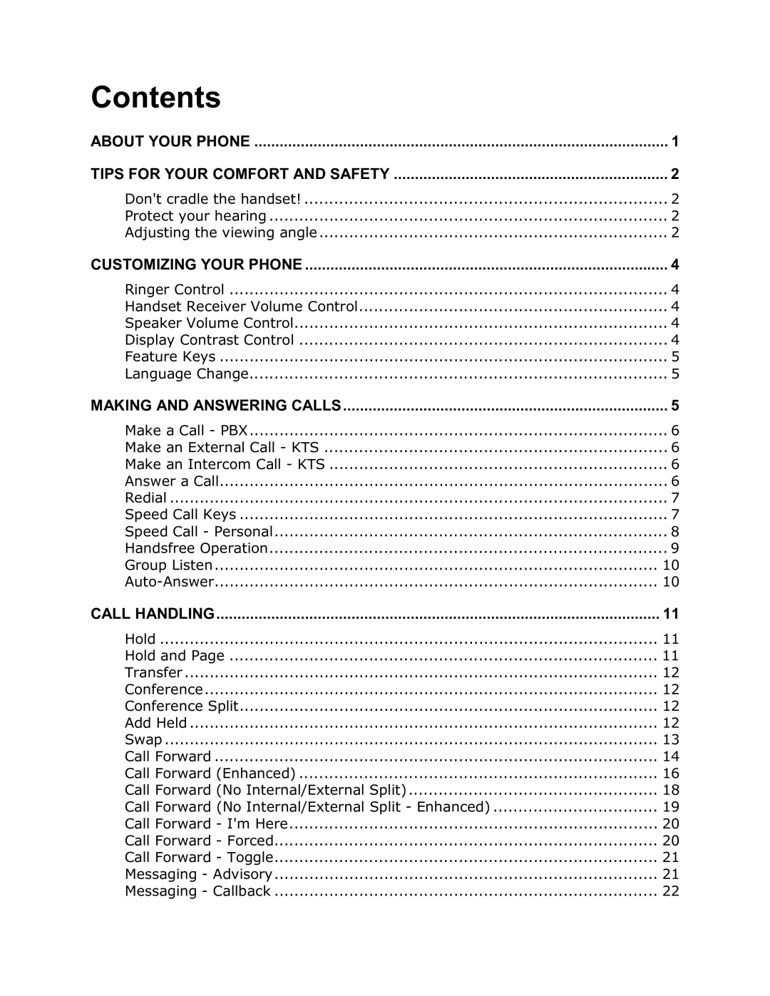 Mitel 4025 manual Contents 