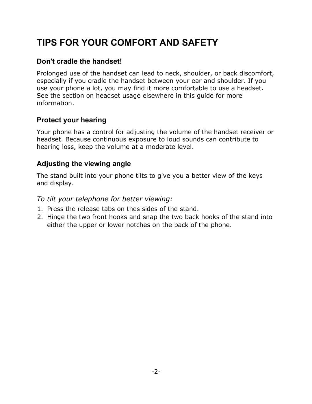 Mitel 4025 manual Dont cradle the handset, Protect your hearing, Adjusting the viewing angle 