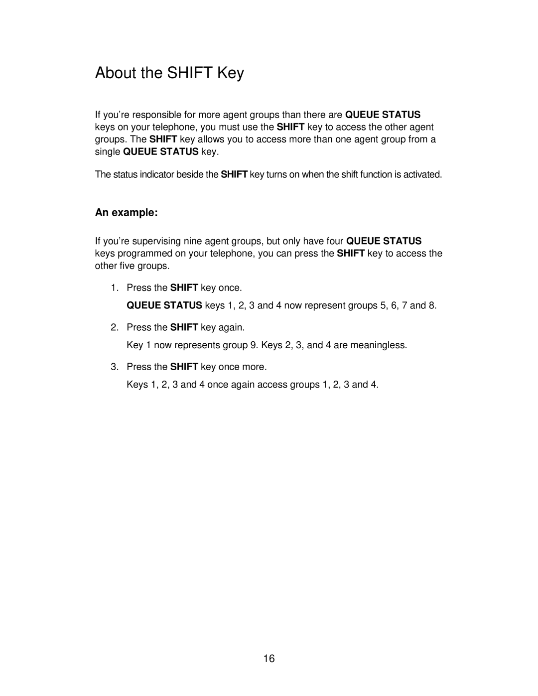 Mitel 4150 manual About the Shift Key, An example 