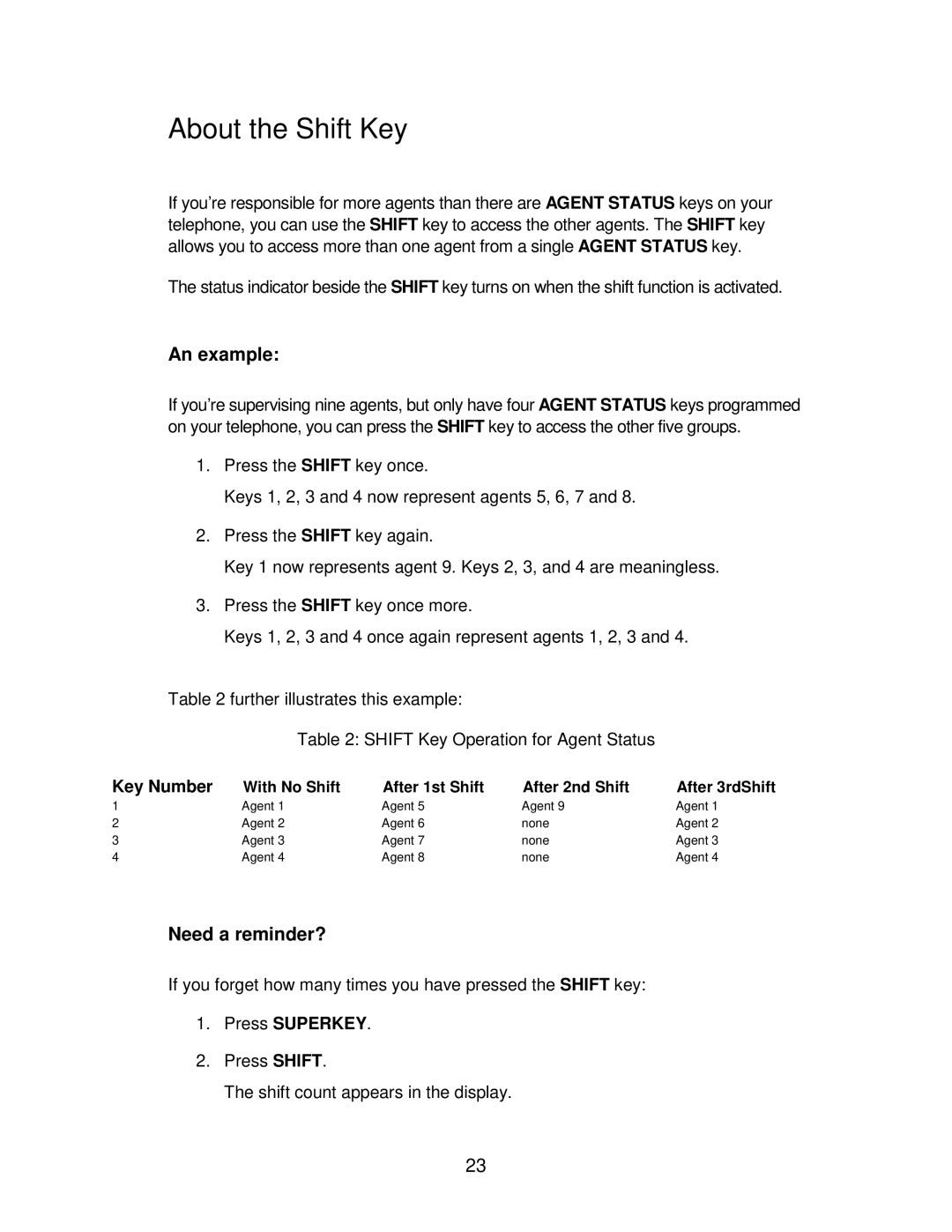 Mitel 4150 manual With No Shift After 1st Shift After 2nd Shift After 3rdShift 