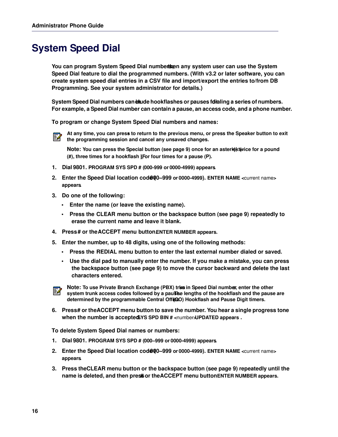 Mitel 5 manual To program or change System Speed Dial numbers and names, To delete System Speed Dial names or numbers 