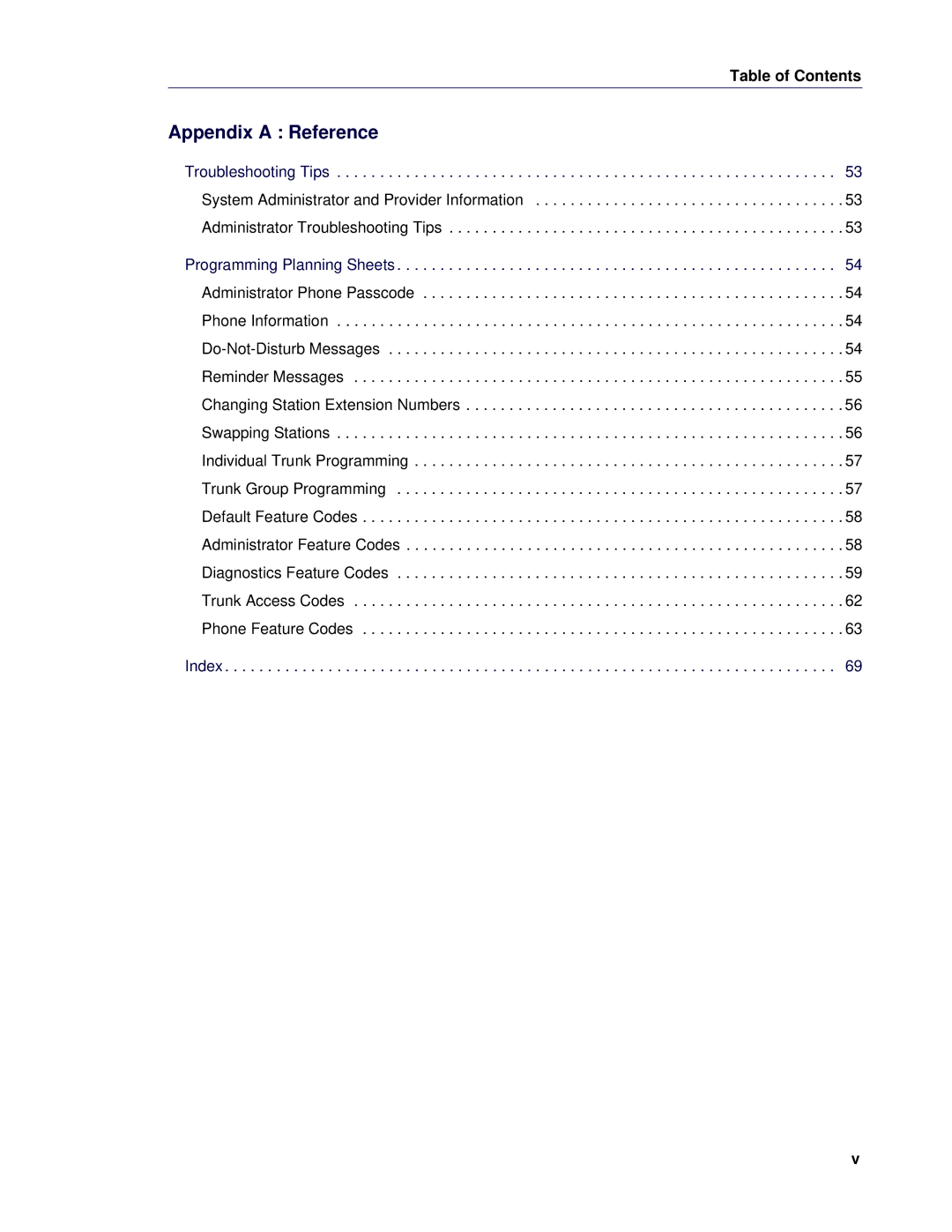 Mitel 5 manual Appendix a Reference 