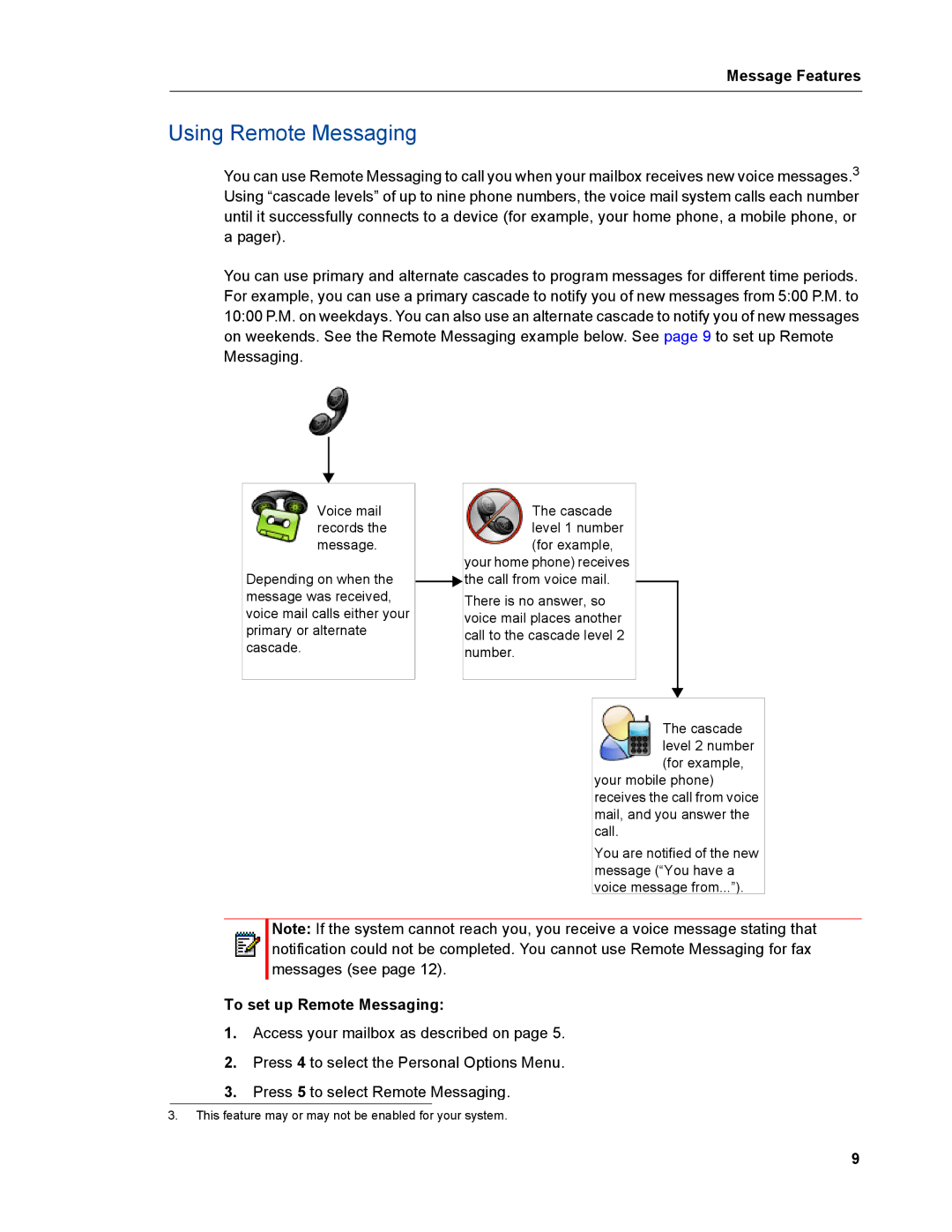 Mitel mitel 5000 communication platform manual Using Remote Messaging, To set up Remote Messaging 