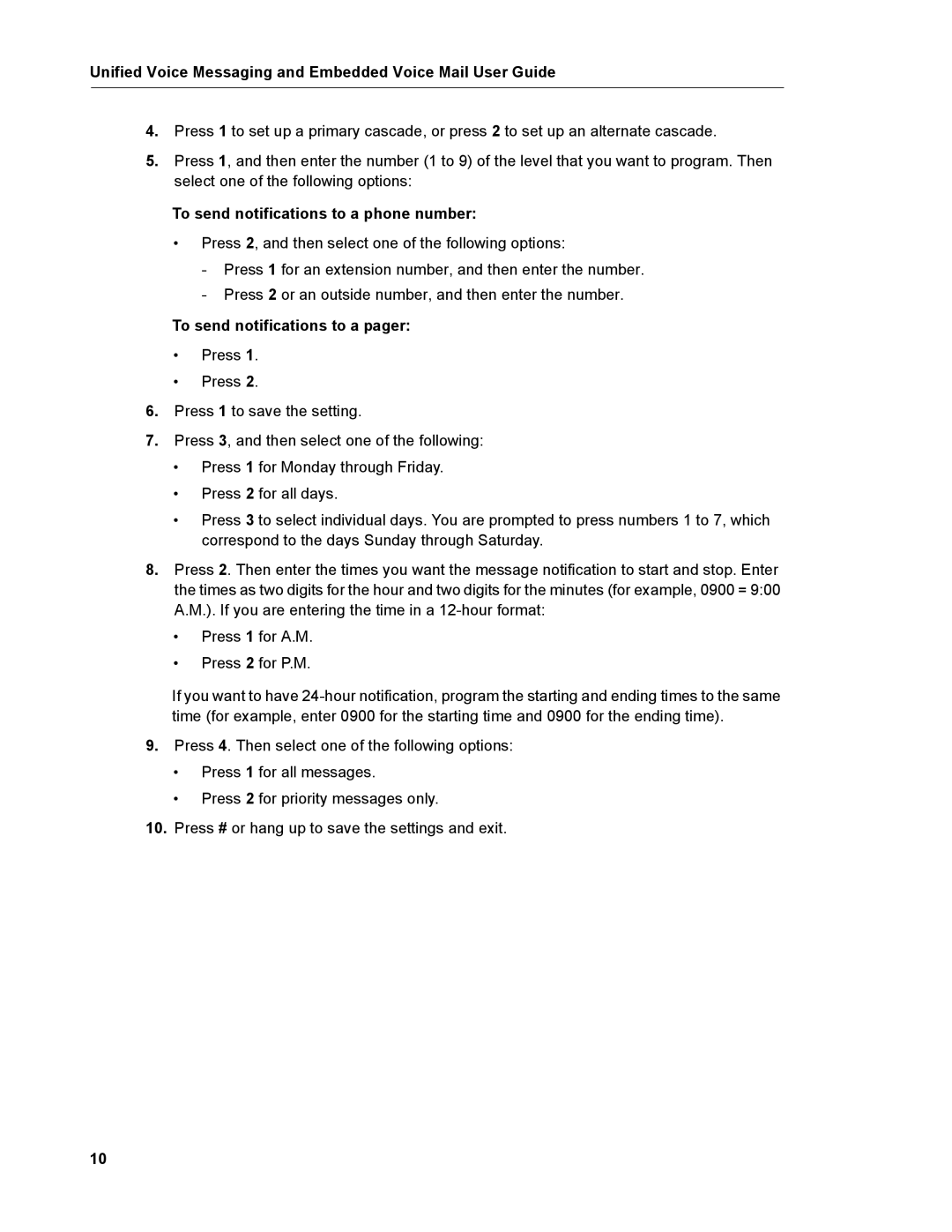 Mitel mitel 5000 communication platform manual To send notifications to a phone number, To send notifications to a pager 