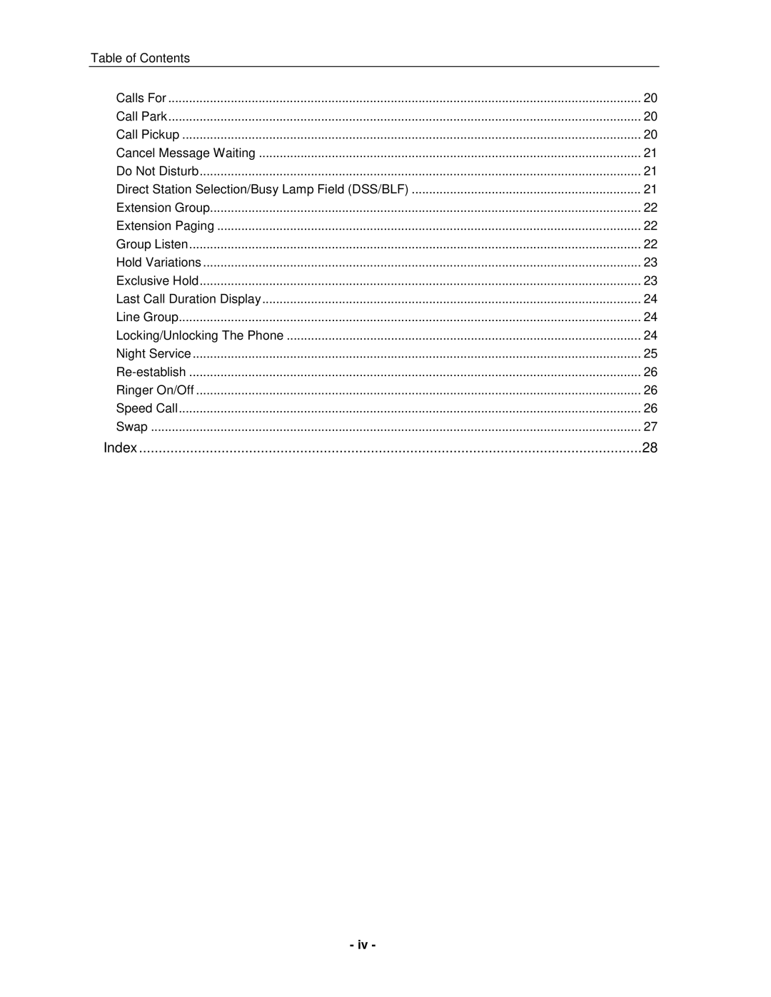 Mitel 5005 manual Index 