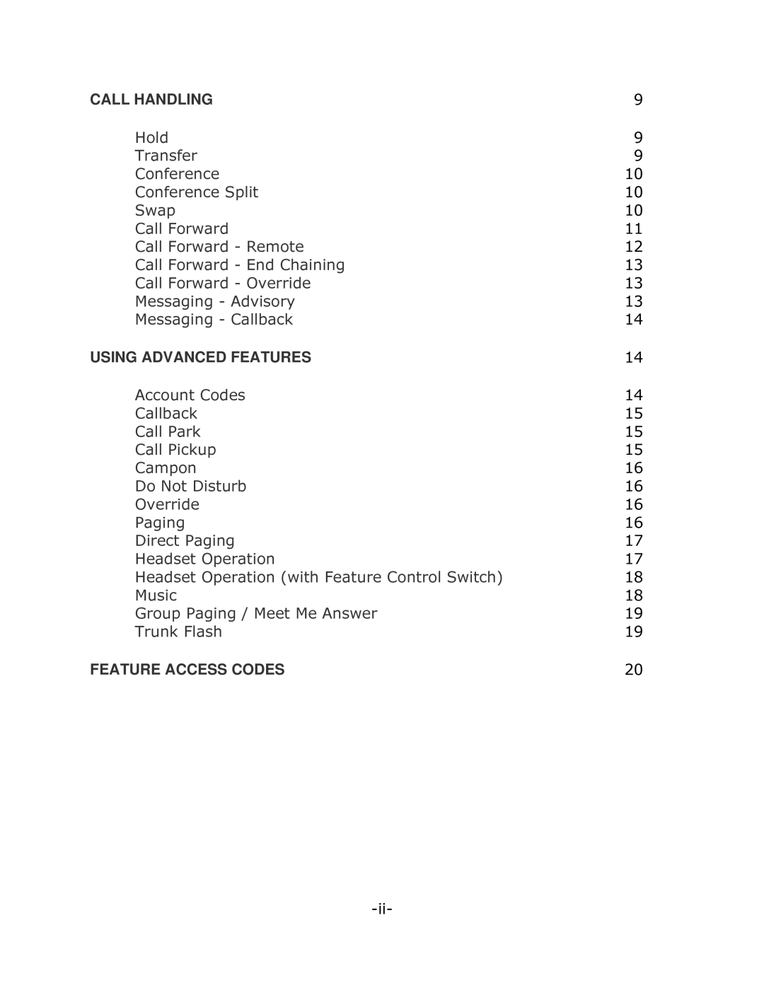 Mitel 5010 manual Feature Access Codes 