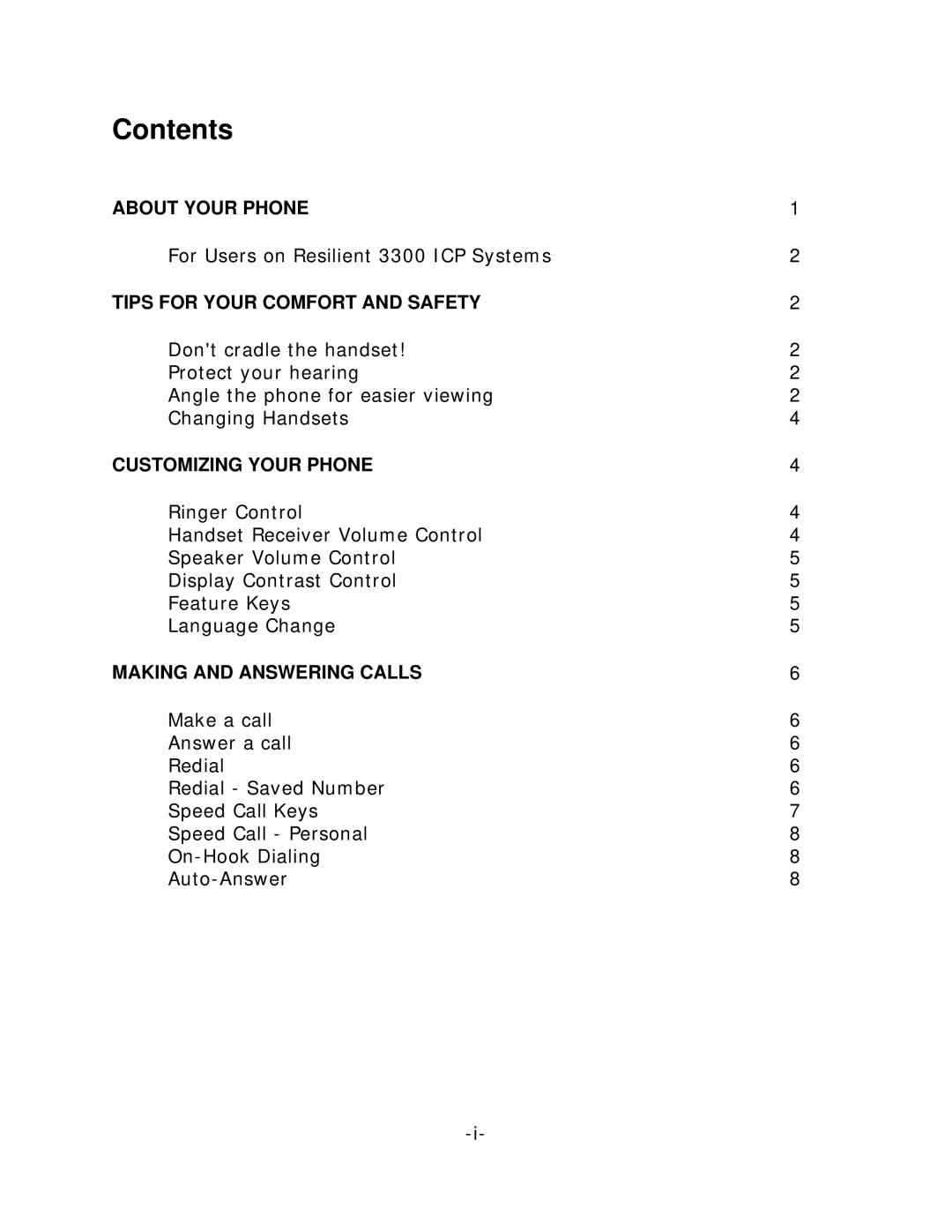 Mitel 5010 manual Contents 