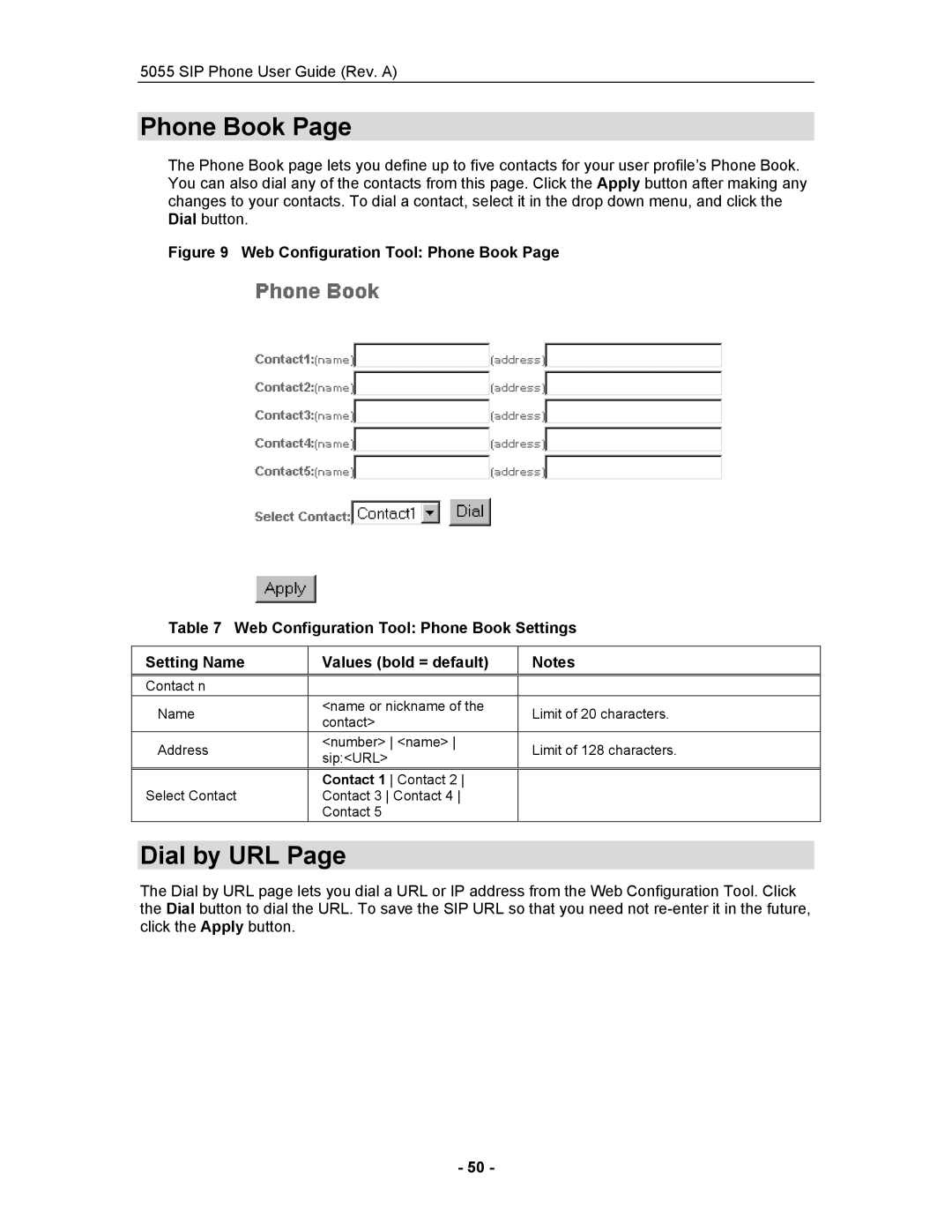 Mitel 5055 manual Phone Book, Dial by URL 