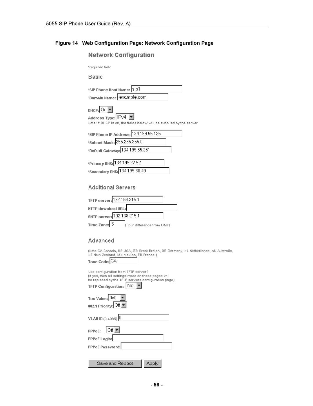 Mitel 5055 manual Web Configuration Page Network Configuration 