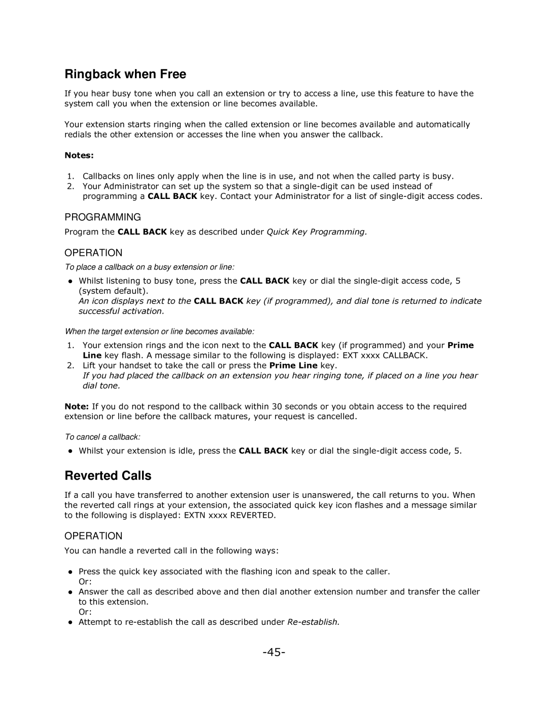 Mitel 5140 manual Ringback when Free, Reverted Calls, Vxffhvvixodfwlydwlrq 