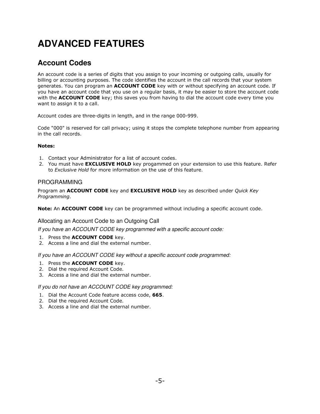 Mitel 5140 manual Account Codes, Allocating an Account Code to an Outgoing Call 