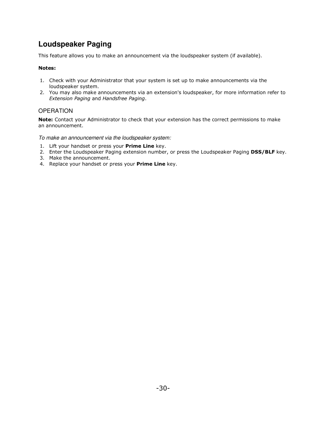 Mitel 5140 manual Loudspeaker Paging, To make an announcement via the loudspeaker system, Dqdqqrxqfhphqw 