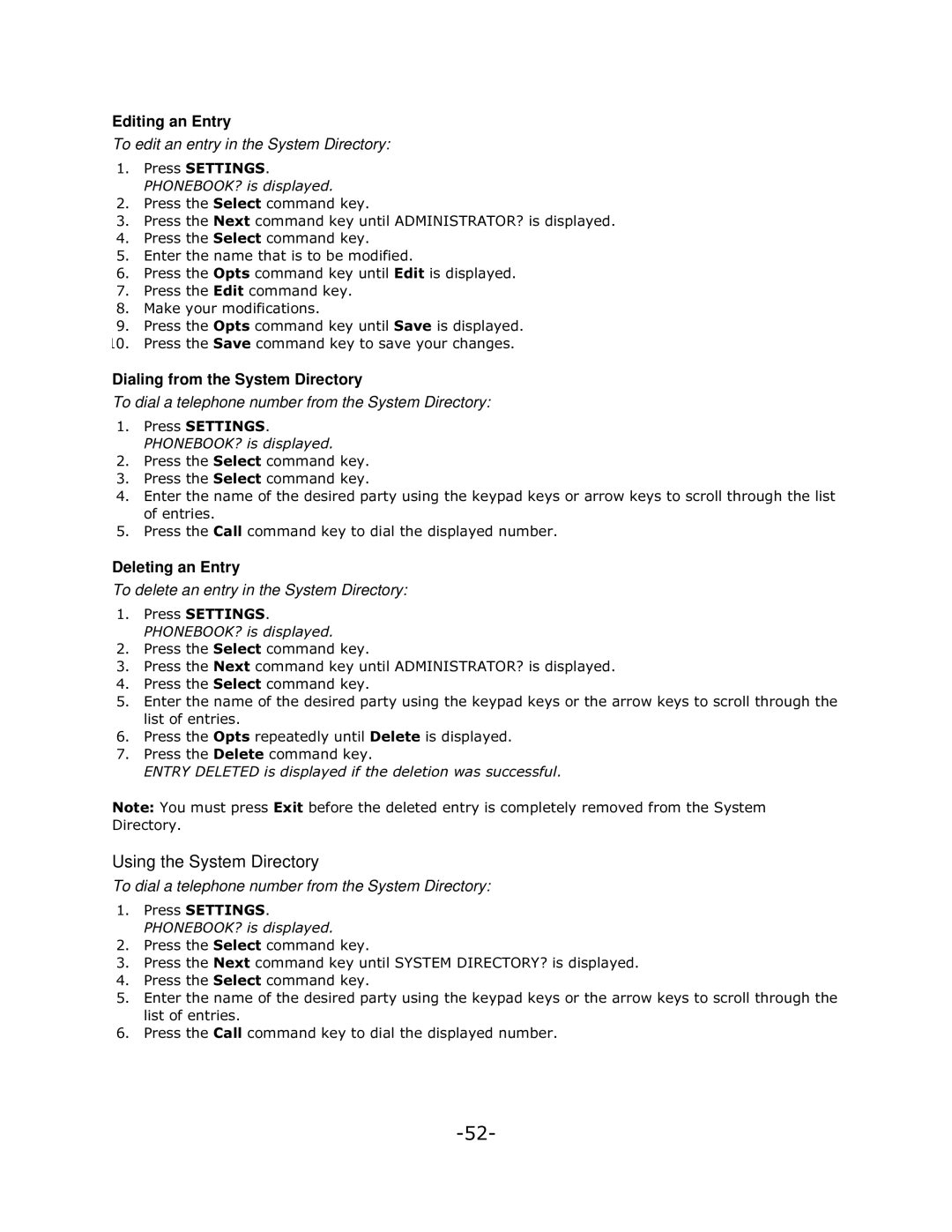 Mitel 5140 manual Using the System Directory, Editing an Entry, Dialing from the System Directory, Deleting an Entry 