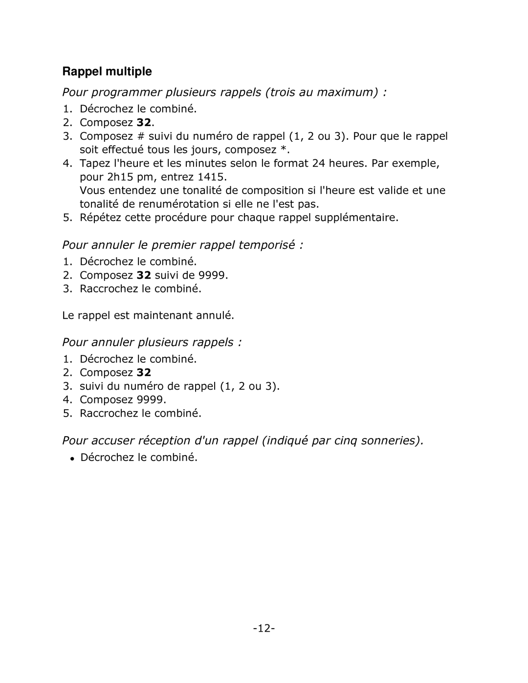 Mitel 5201 manual Rappel multiple, 3RXUSURJUDPPHUSOXVLHXUVUDSSHOVWURLVDXPDLPXP, 3RXUDQQXOHUOHSUHPLHUUDSSHOWHPSRULVp 