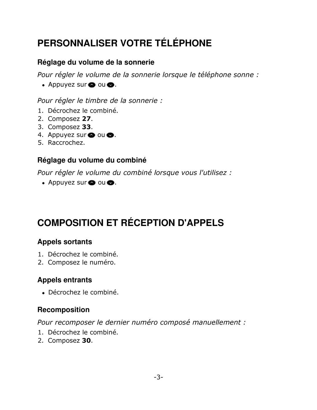 Mitel 5201 manual Personnaliser Votre Téléphone, Composition ET Réception Dappels 