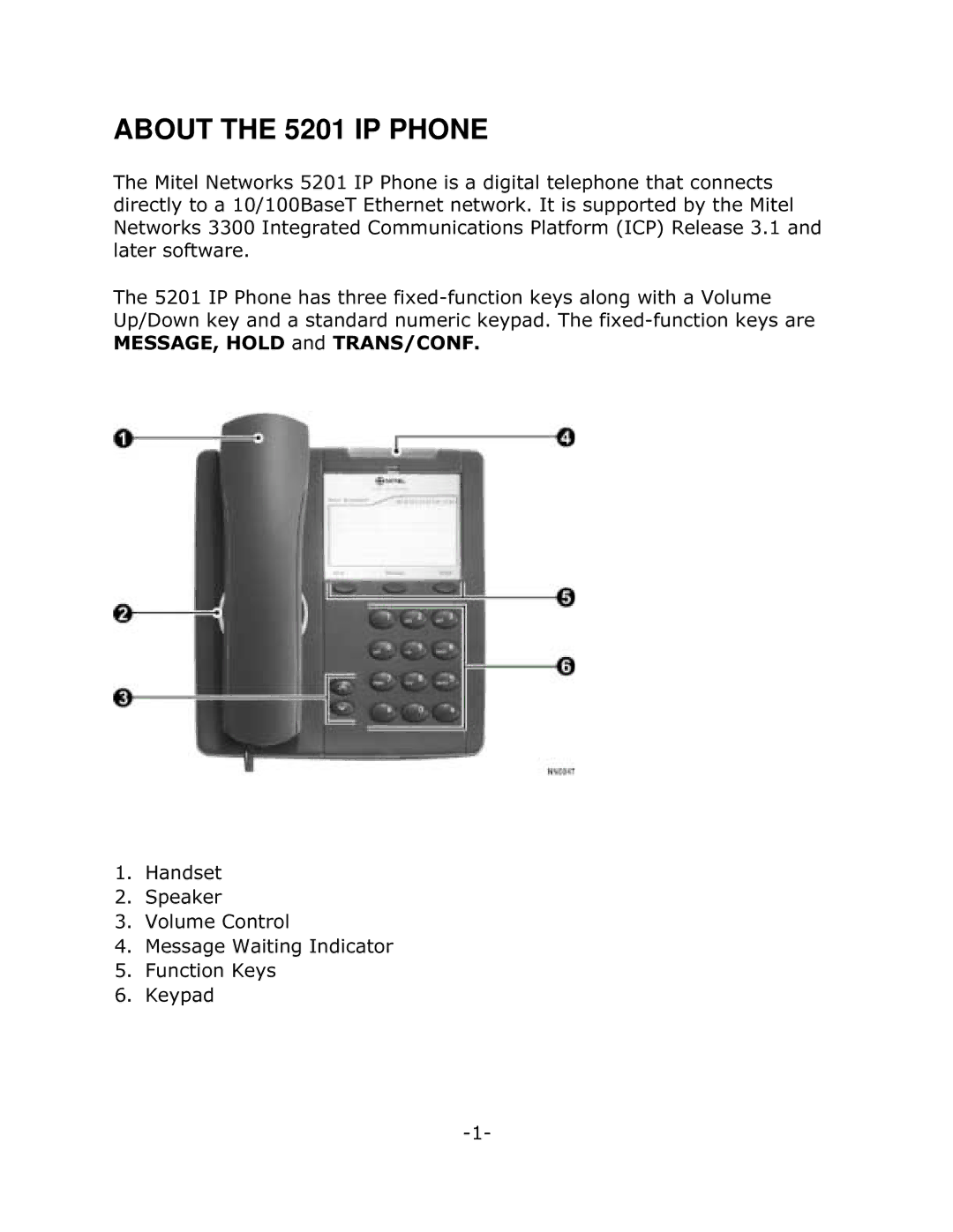 Mitel manual About the 5201 IP Phone 