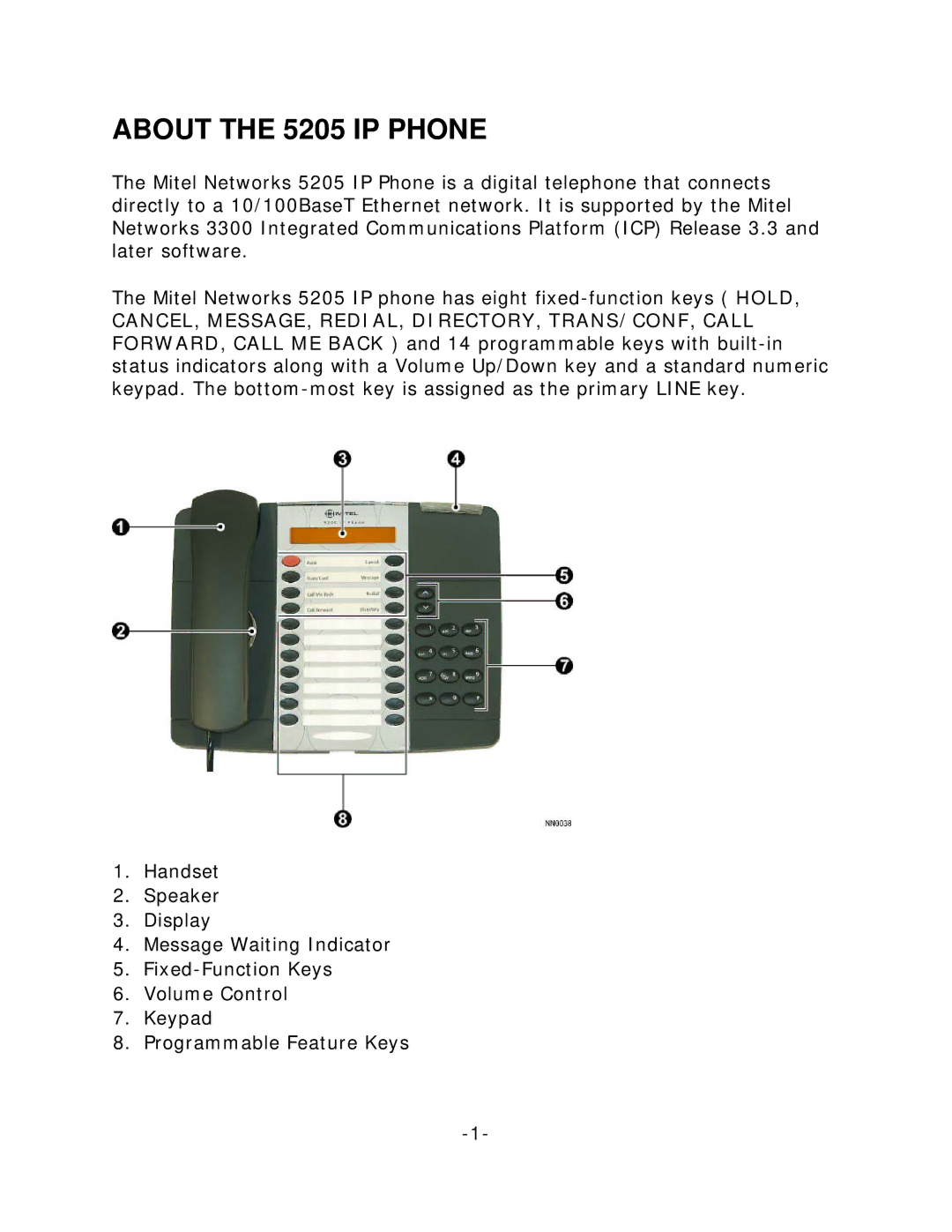 Mitel manual About the 5205 IP Phone 