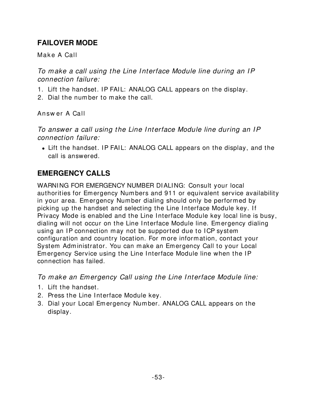 Mitel 5212/5224 manual Failover Mode 