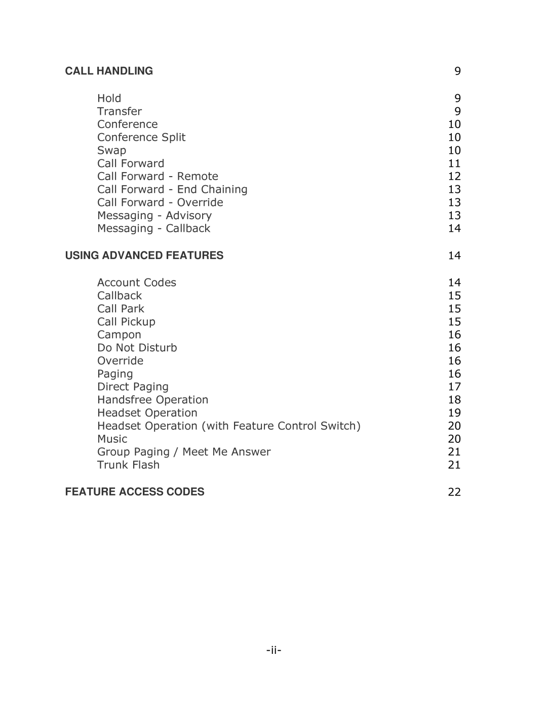 Mitel 5215 manual Feature Access Codes 