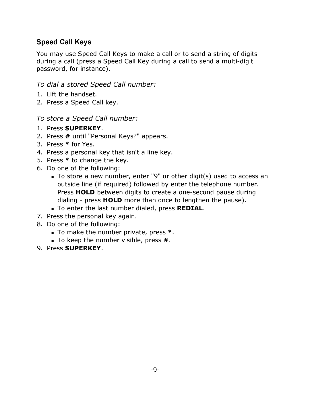 Mitel 5215 manual Speed Call Keys, To dial a stored Speed Call number, To store a Speed Call number 