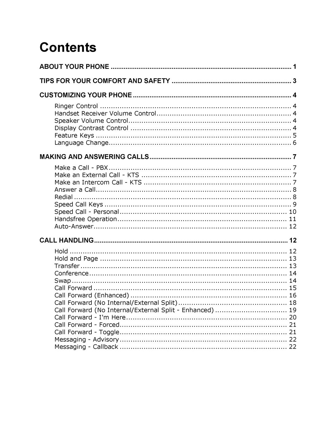 Mitel 5215 manual Contents 