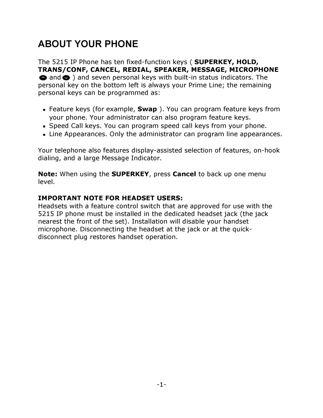 Mitel 5215 manual About Your Phone, TRANS/CONF, CANCEL, REDIAL, SPEAKER, MESSAGE, Microphone 