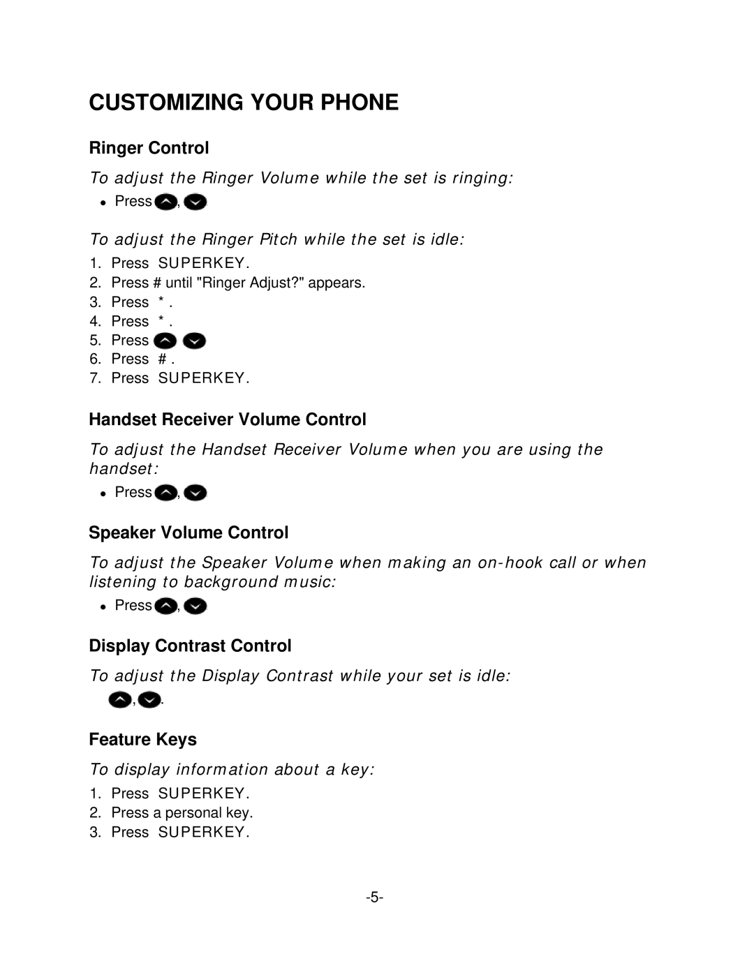 Mitel 5215 manual Customizing Your Phone 