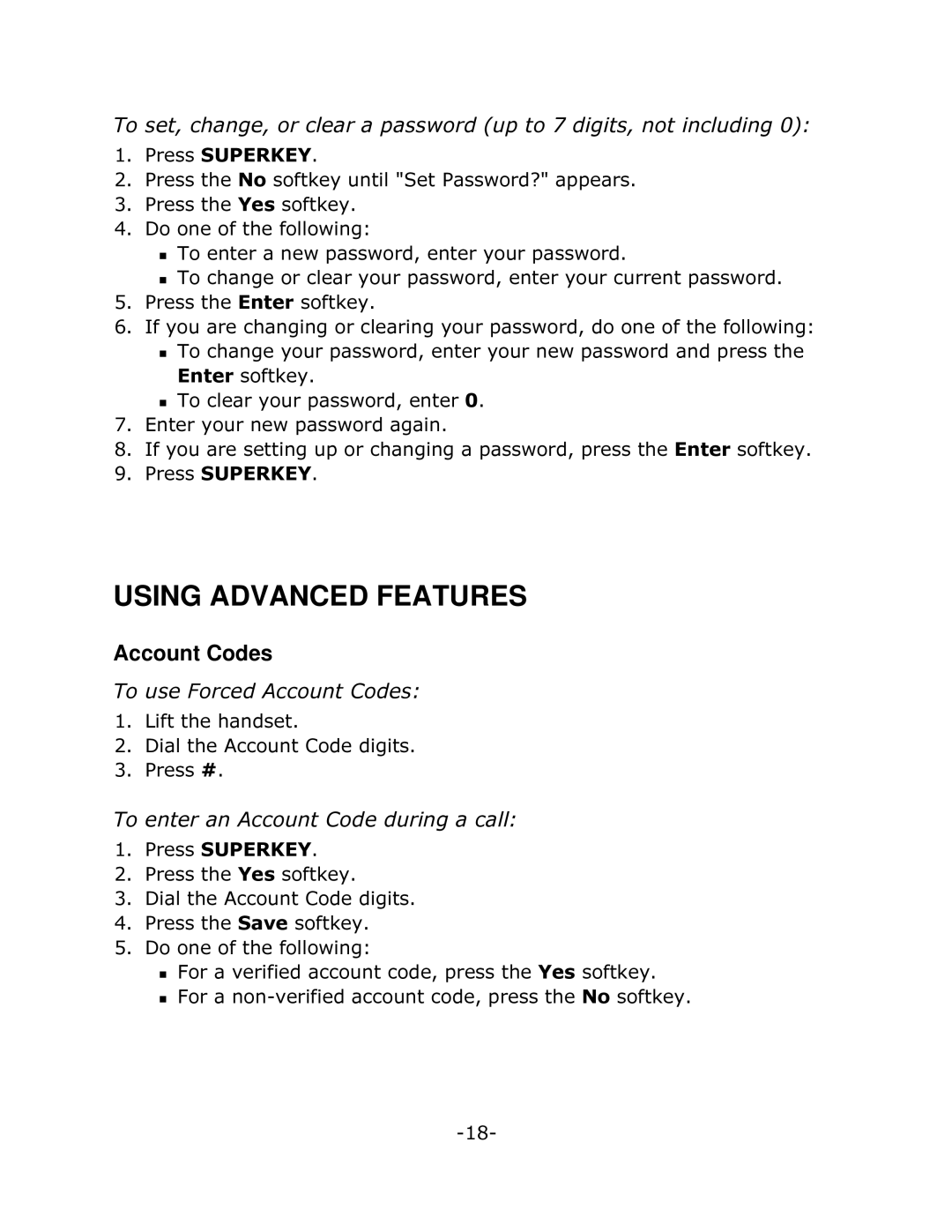 Mitel 5220 manual Using Advanced Features, Account Codes, 7RXVHRUFHG$FFRXQW&RGHV, 7RHQWHUDQ$FFRXQW&RGHGXULQJDFDOO 