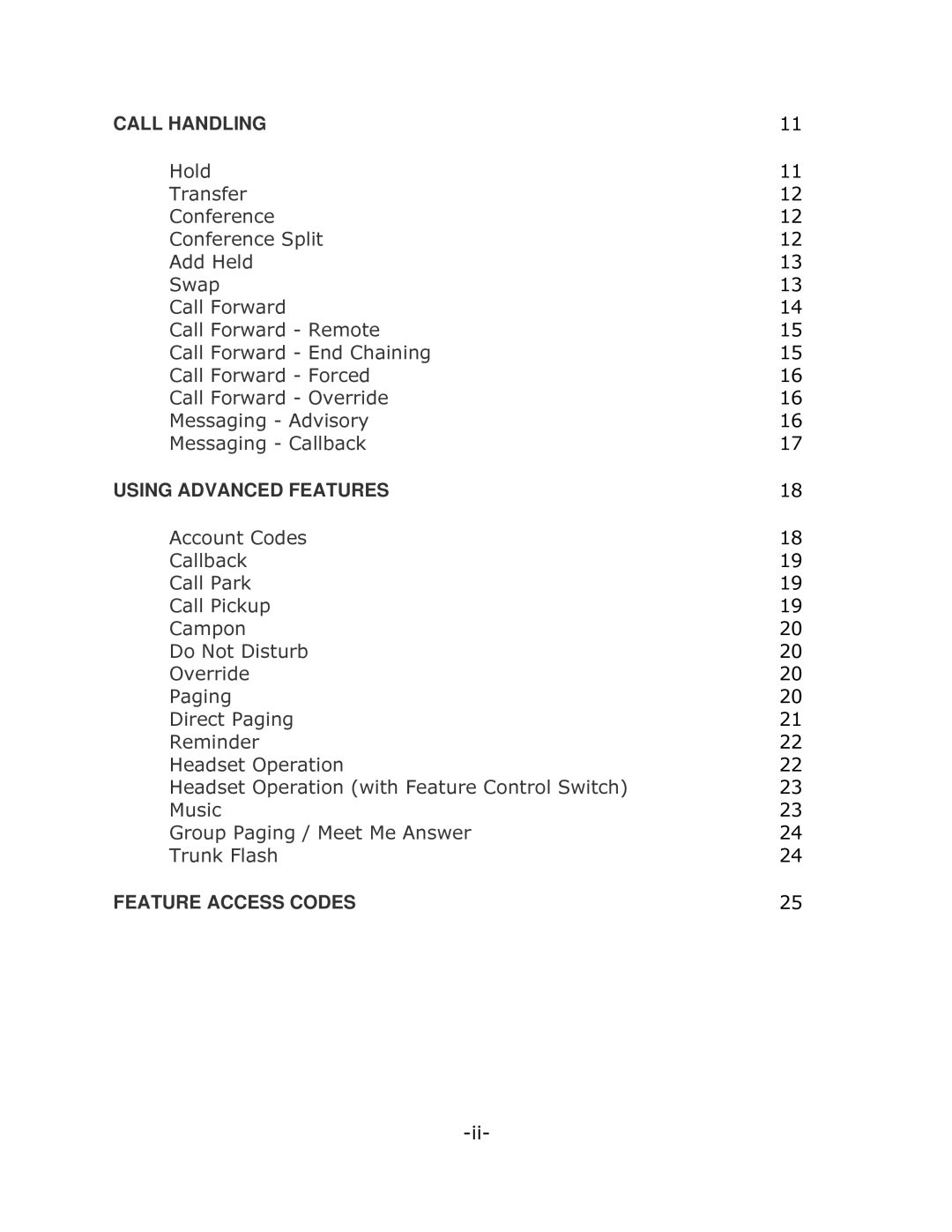 Mitel 5220 manual Feature Access Codes 