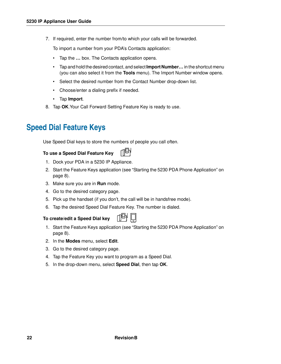 Mitel 5230 manual Speed Dial Feature Keys, To use a Speed Dial Feature Key, To create/edit a Speed Dial key 