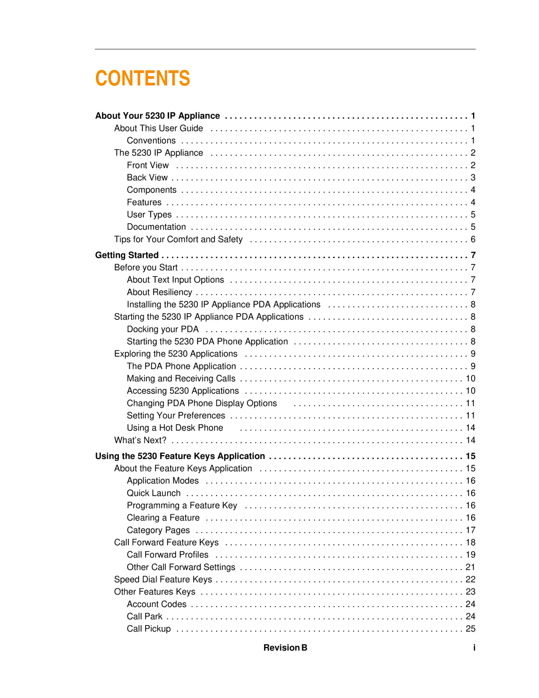 Mitel 5230 manual Contents 