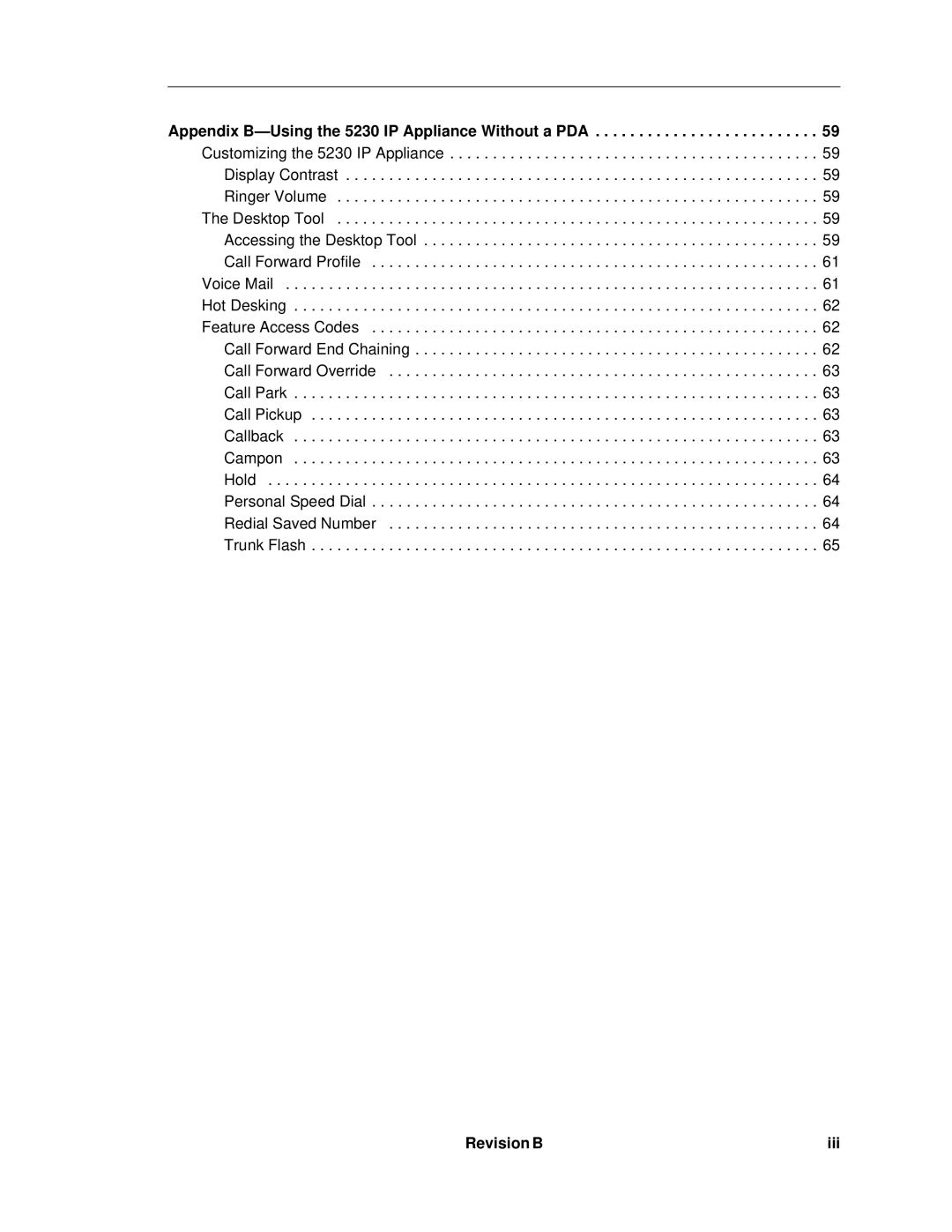 Mitel manual Appendix B-Using the 5230 IP Appliance Without a PDA 