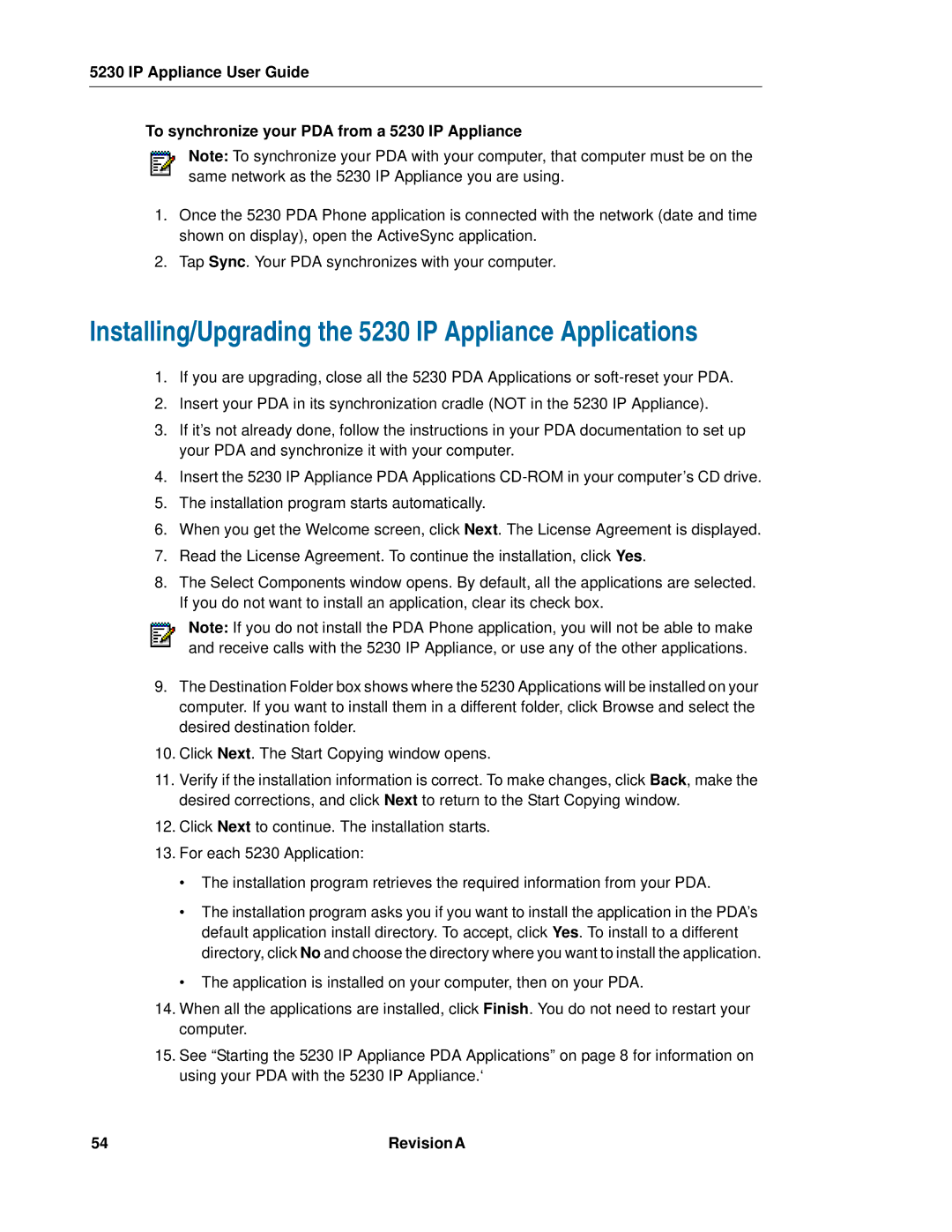 Mitel manual Installing/Upgrading the 5230 IP Appliance Applications, RevisionA 