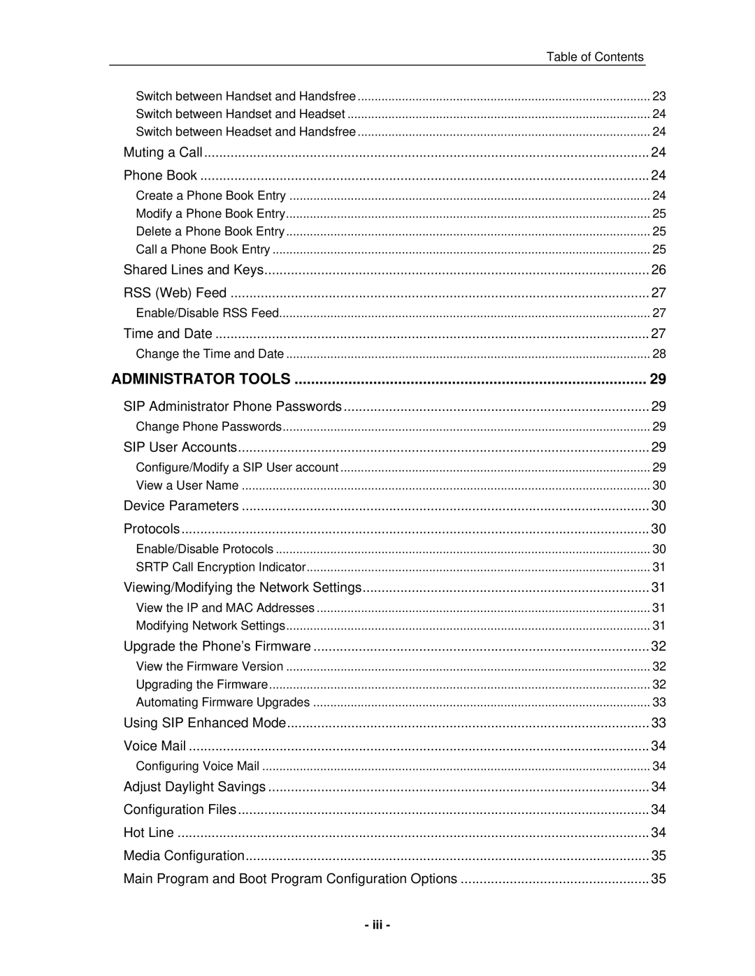 Mitel 5235 IP Phone manual Iii 