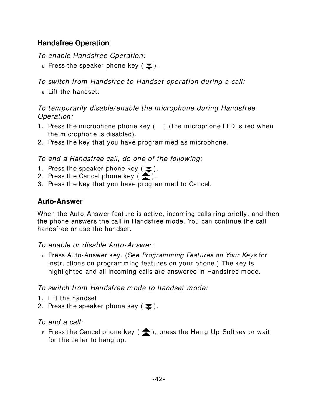 Mitel 5235 manual Handsfree Operation, Auto-Answer 