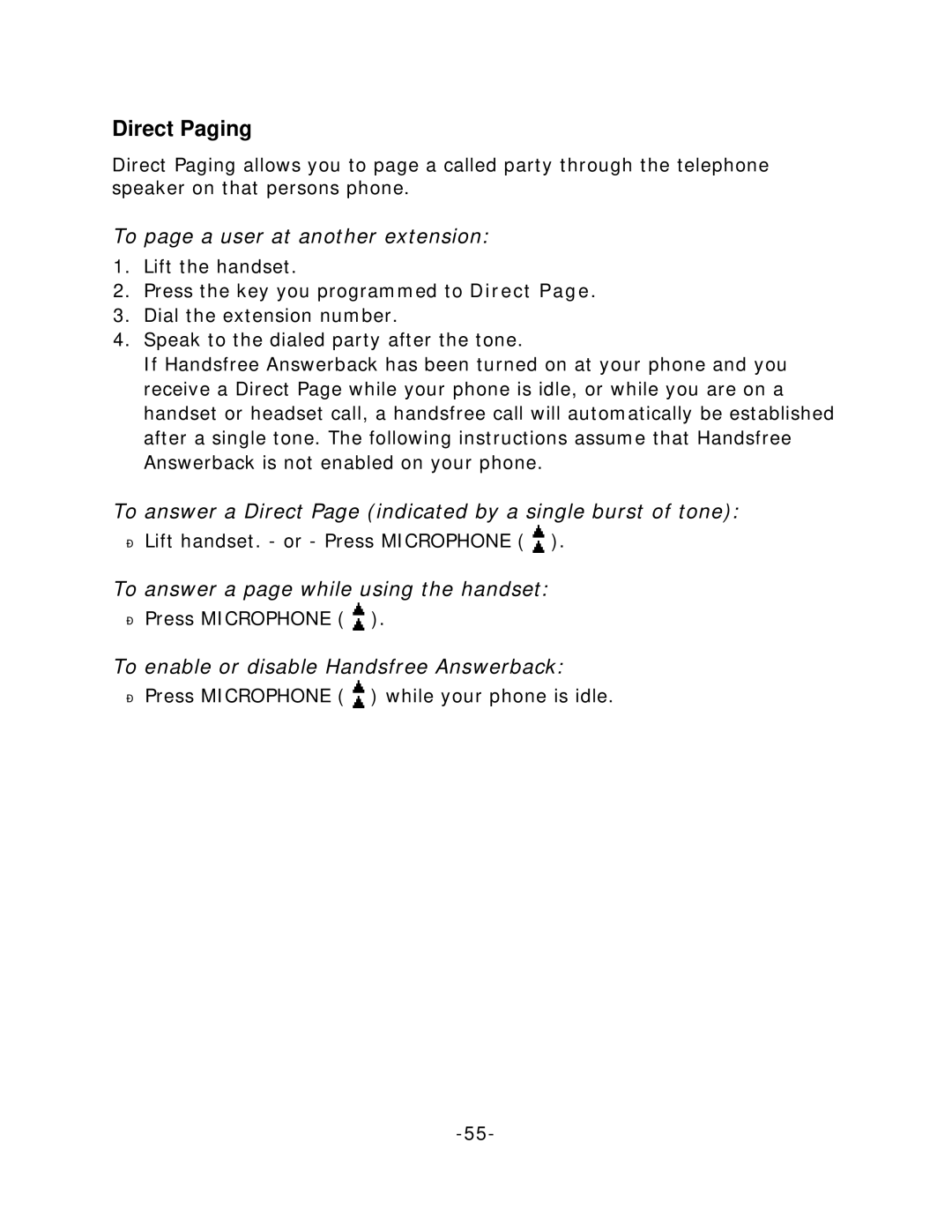 Mitel 5235 Direct Paging, To page a user at another extension, To answer a Direct Page indicated by a single burst of tone 