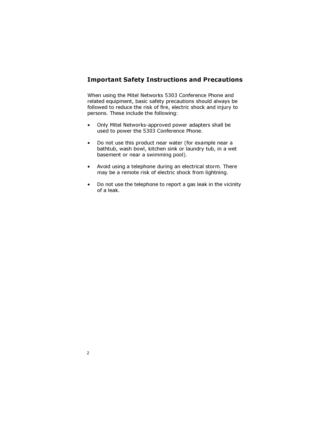 Mitel 5303 manual Important Safety Instructions and Precautions 