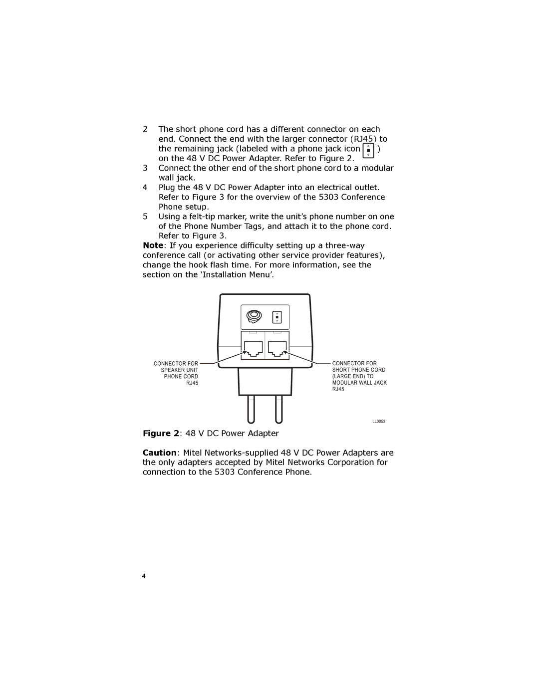 Mitel 5303 manual V DC Power Adapter 