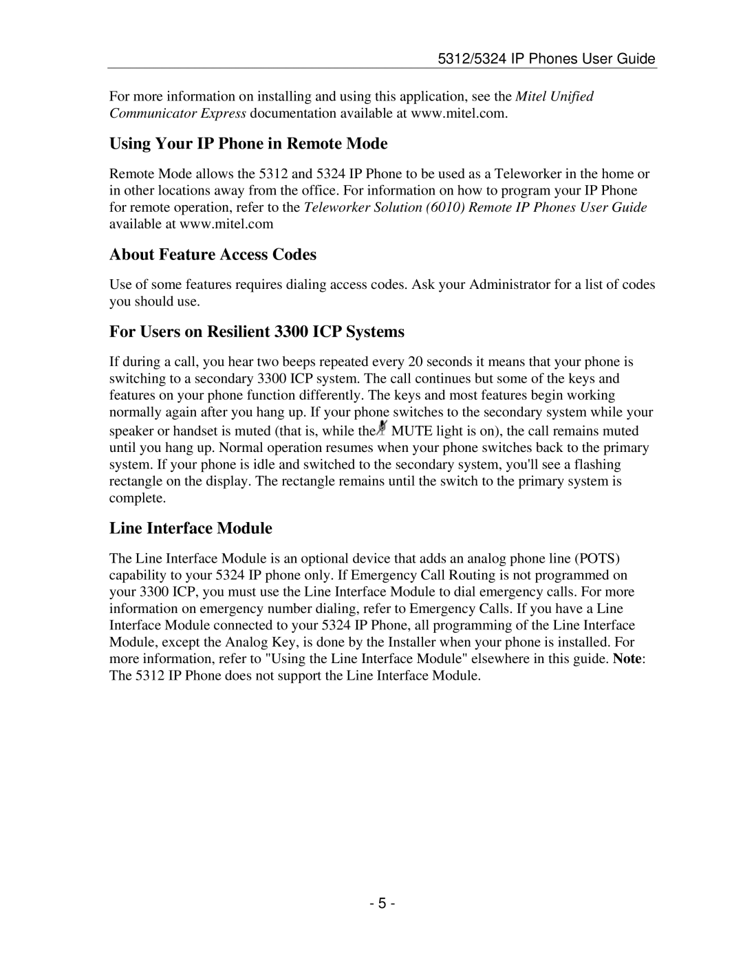 Mitel 5312 IP manual For Users on Resilient 3300 ICP Systems, Line Interface Module 