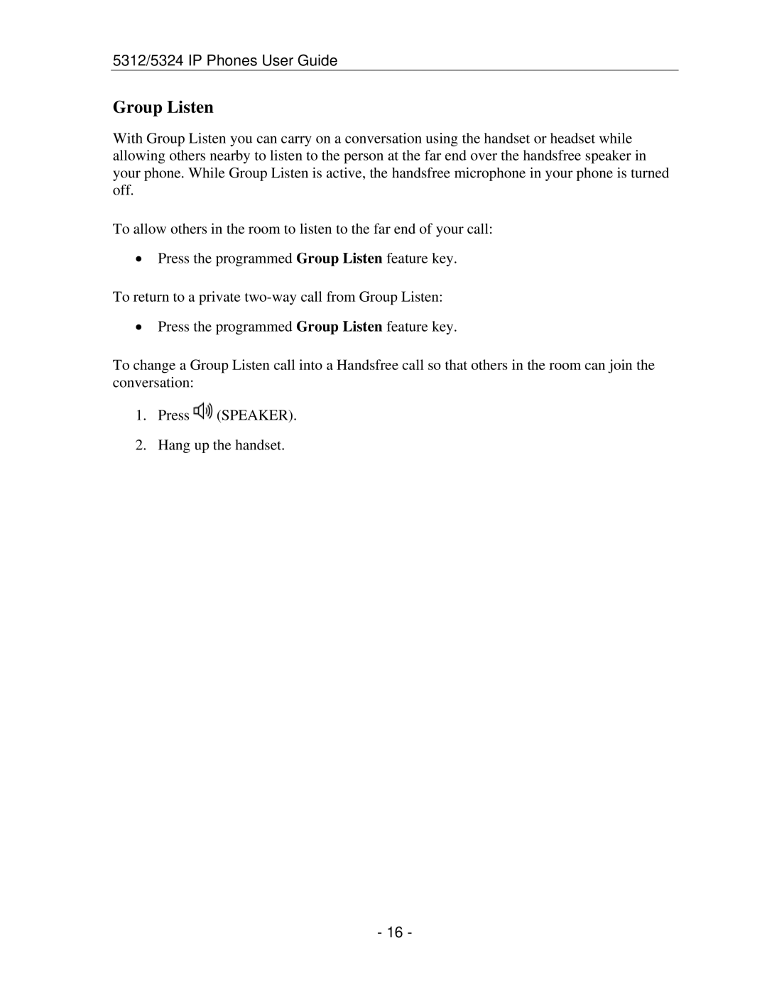 Mitel 5312 IP manual Group Listen 