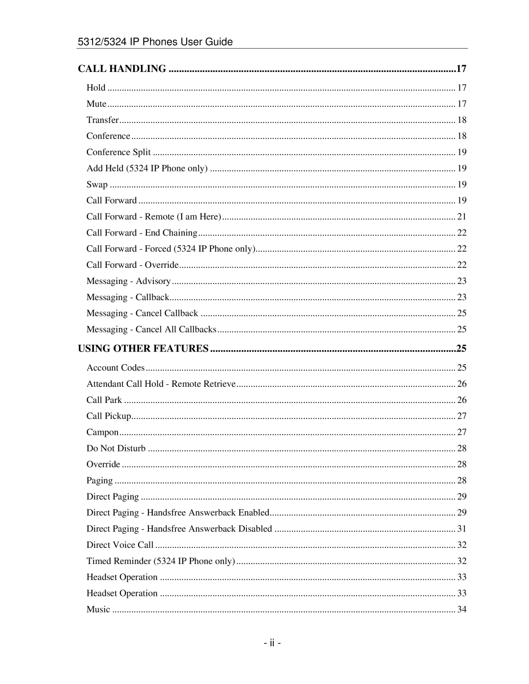 Mitel 5312 IP manual Call Handling 