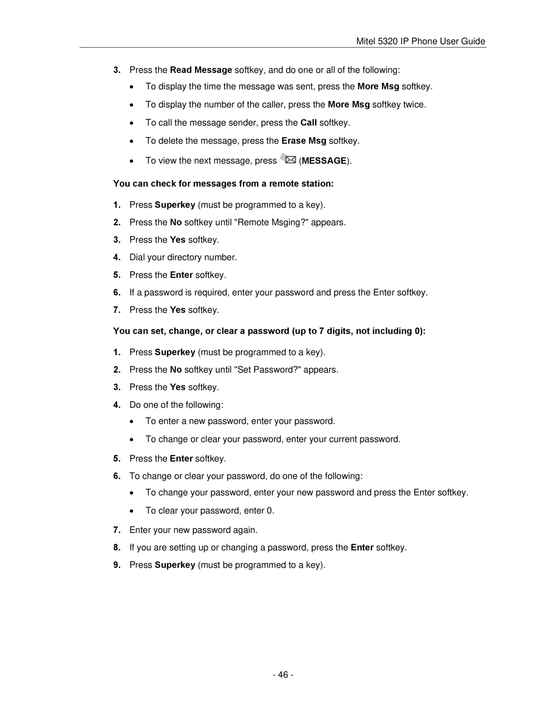 Mitel 5320 manual You can check for messages from a remote station 