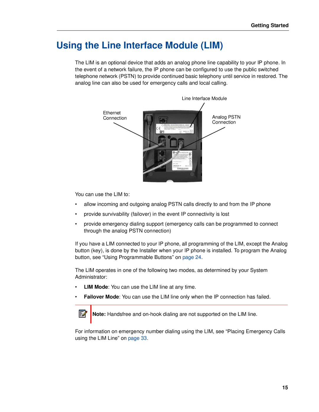 Mitel 5320e manual Using the Line Interface Module LIM 