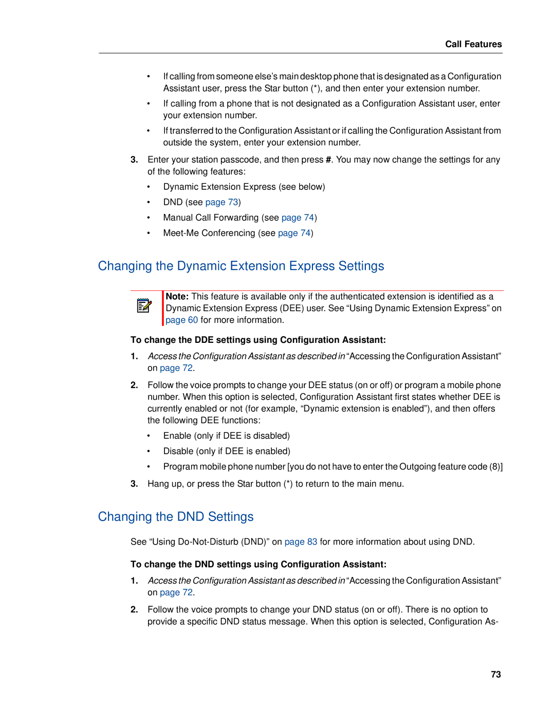 Mitel 5320e manual Changing the Dynamic Extension Express Settings, Changing the DND Settings 