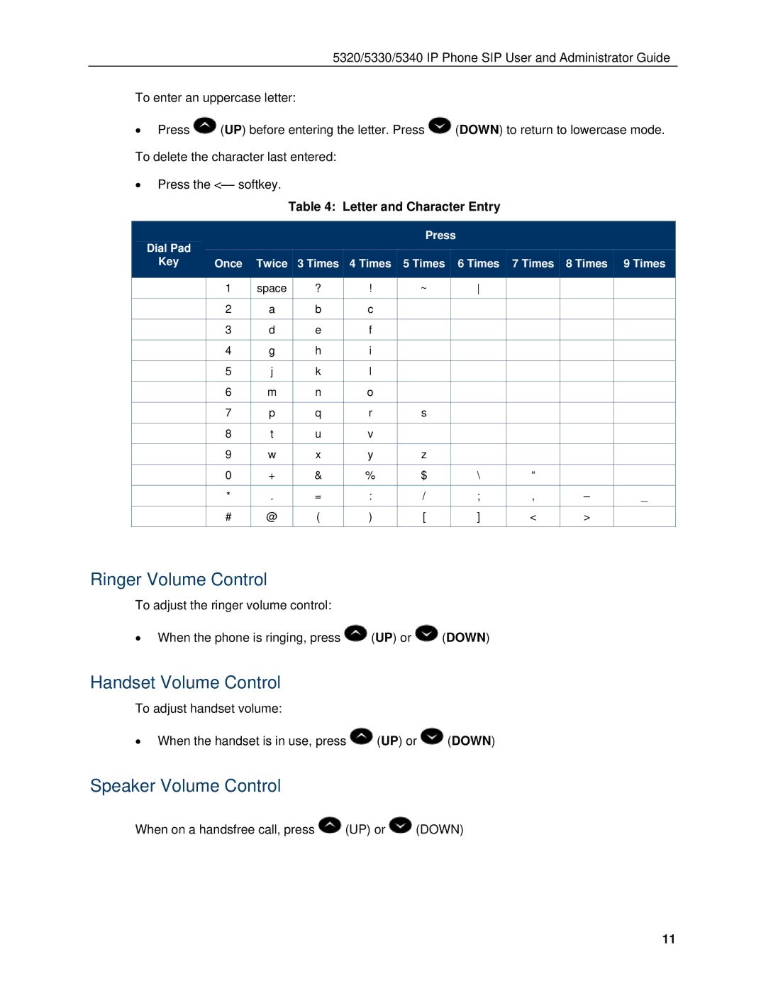 Mitel 5330, 5340 manual Ringer Volume Control, Handset Volume Control, Speaker Volume Control 