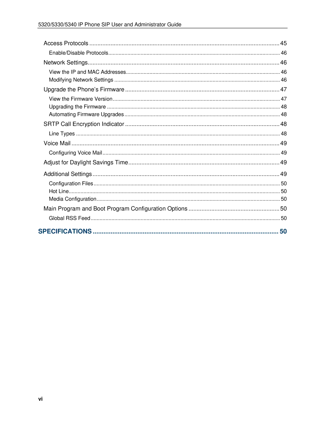 Mitel 5340, 5330 manual Specifications 