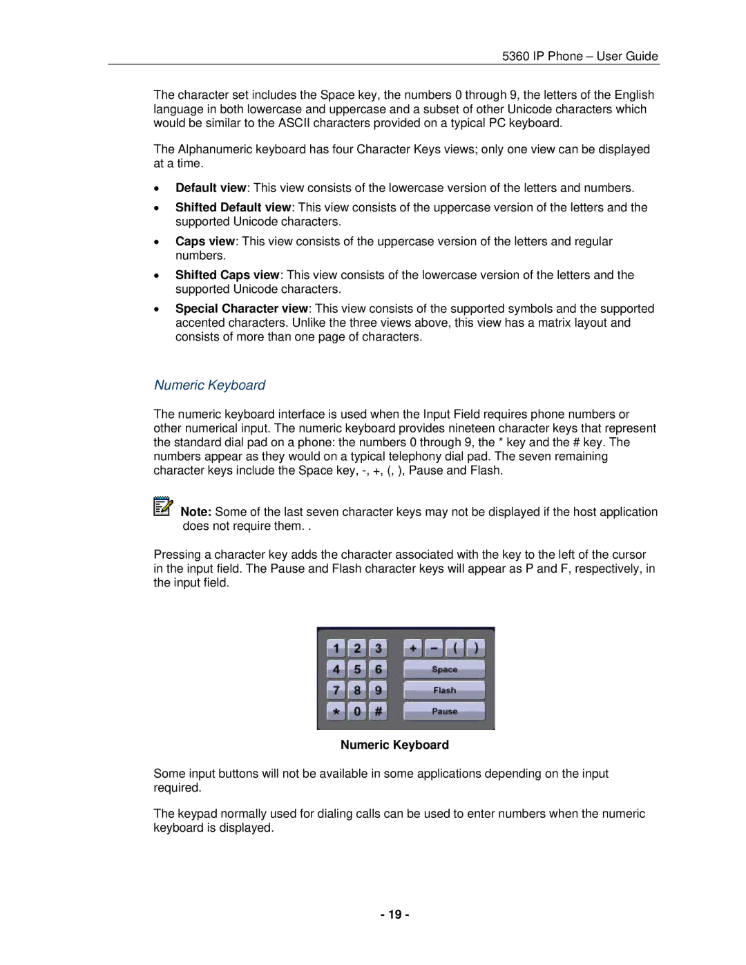 Mitel 5360 manual Numeric Keyboard 