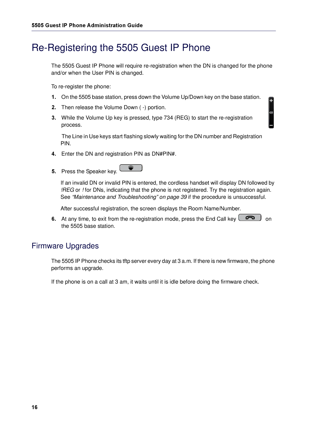 Mitel manual Re-Registering the 5505 Guest IP Phone, Firmware Upgrades 